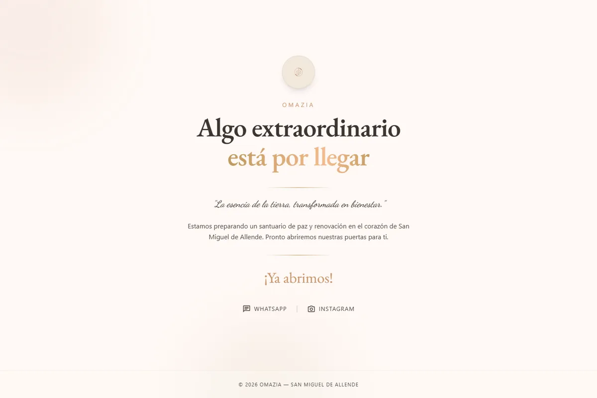 Captura del sitio web de Omazia